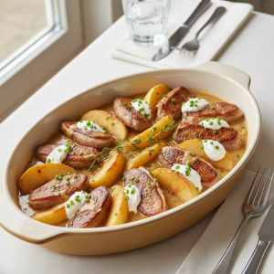 Aiguillettes de canard aux pommes - Recette restauration collective