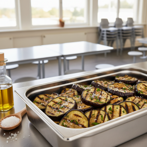 Aubergines grillées à l'huile d'olive - Recette restauration collective