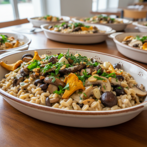 Blé aux champignons sauvages et crème - Recette restauration collective