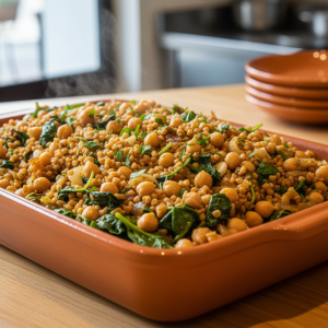 Blé aux pois chiches et épinards - Recette restauration collective