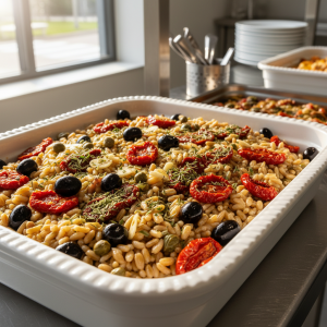 Blé aux tomates séchées et olives noires - Recette restauration collective