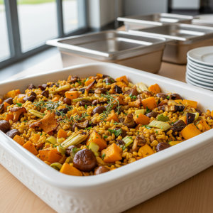 Blé façon paella végétarienne aux légumes d'automne - Recette restauration collective