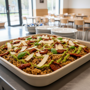 Boulgour aux tomates séchées et pesto - Recette restauration collective