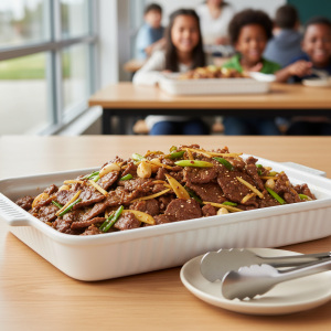Bœuf sauté au gingembre et oignons verts - Recette restauration collective