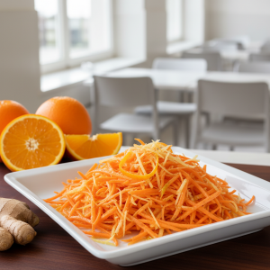 Carottes râpées à l'orange et gingembre - Recette restauration collective