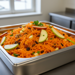 Carottes râpées aux pommes et aux raisins secs - Recette restauration collective