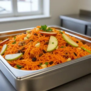 Carottes râpées aux pommes et aux raisins secs - Recette restauration collective