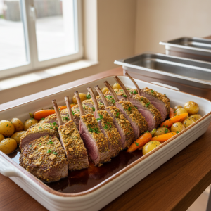 Carré d'agneau rôti aux herbes - Recette restauration collective