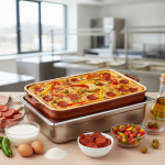 Clafoutis salé à l'espagnole, chorizo, poivrons et olives - Recette restauration collective