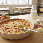 Clafoutis salé façon Lorraine aux lardons fumés et Gruyère - Recette restauration collective