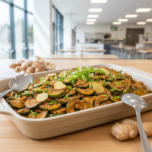 Courgettes sautées à la chinoise au gingembre - Recette restauration collective