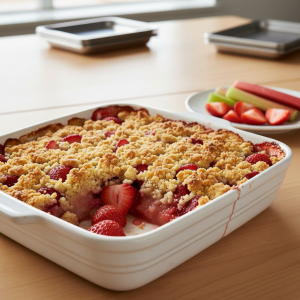 Crumble rhubarbe-fraises - Recette restauration collective