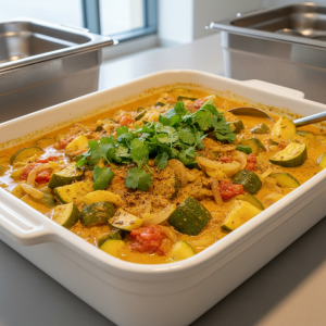 Curry de courgettes au lait de coco - Recette restauration collective