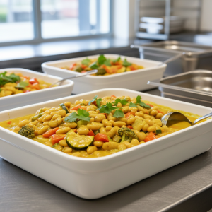 Curry de haricots blancs et légumes - Recette restauration collective