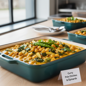 Curry de pois chiches et épinards - Recette restauration collective