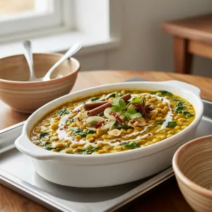 Dahl de pois cassés au lait de coco et épinards - Recette restauration collective