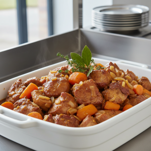 Échine de porc braisée - Recette restauration collective