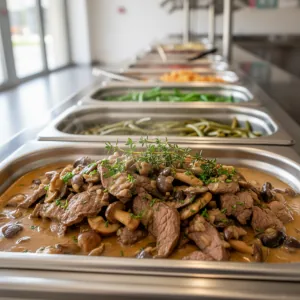 Émincé de bœuf forestier - Recette restauration collective