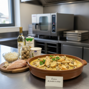 Émincé de poulet à la crème - Recette restauration collective