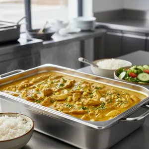 Émincé de poulet curry coco - Recette restauration collective