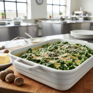 Épinards à la crème et noix de muscade - Recette restauration collective