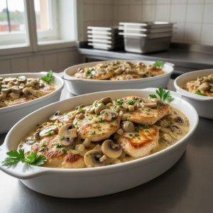 Escalopes de dinde aux champignons - Recette restauration collective