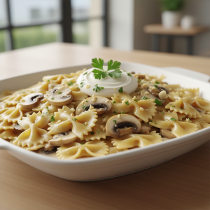 Farfalle à la crème de champignons - Recette restauration collective