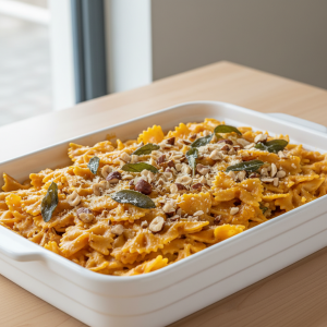 Farfalle à la crème de courge et noisettes - Recette restauration collective