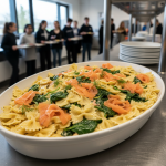 Farfalle à la crème de saumon et épinards - Recette restauration collective