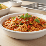 Farfalle à la sauce tomate et légumes du jardin - Recette restauration collective