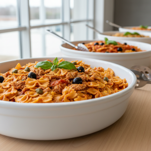 Farfalle à la sauce tomate et thon - Recette restauration collective