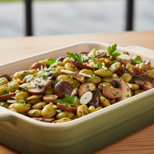 Flageolets verts sautés aux champignons - Recette restauration collective