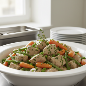 Fricassée de veau aux légumes printaniers - Recette restauration collective