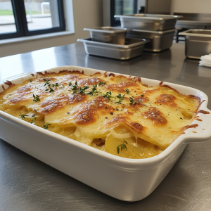 Gratin au gruyère et oignons caramélisés - Recette restauration collective