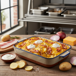 Gratin de pommes de terre au bacon - Recette restauration collective