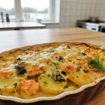 Gratin de pommes de terre au saumon - Recette restauration collective