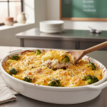 Gratin de pommes de terre et brocolis au cheddar - Recette restauration collective