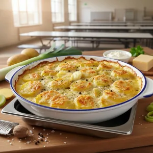Gratin de pommes de terre et poireaux - Recette restauration collective