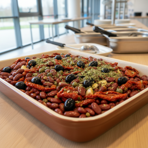 Haricots rouges aux tomates séchées et olives noires - Recette restauration collective