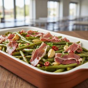 Haricots verts à l'Espagnole au jambon Serrano - Recette restauration collective