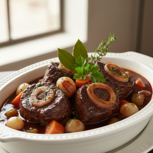Joue de bœuf braisée au vin rouge - Recette restauration collective