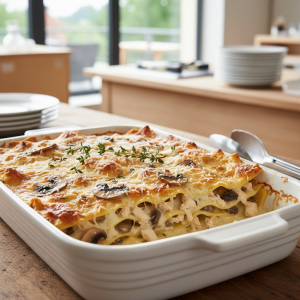 Lasagnes au poulet et champignons - Recette restauration collective