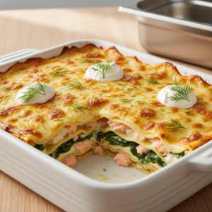 Lasagnes au saumon et épinards - Recette restauration collective