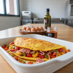 Omelette basquaise aux poivrons et piment d'Espelette - Recette restauration collective