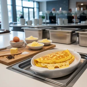 Omelette fondante au fromage Emmental et Gruyère - Recette restauration collective