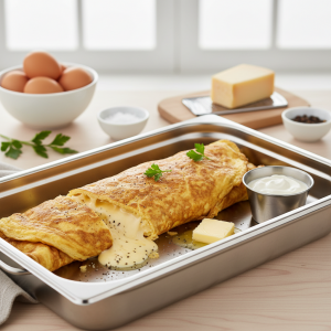 Omelette roulée aux trois fromages fondants - Recette restauration collective