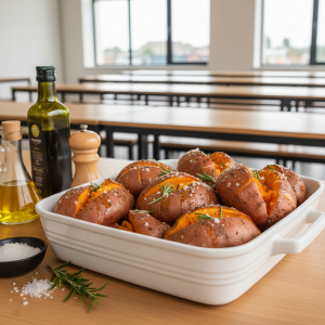 Patates douces au four en robe des champs - Recette restauration collective