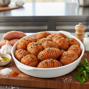 Patates douces façon Hasselback - Recette restauration collective