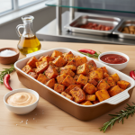 Patates douces rôties façon patatas bravas - Recette restauration collective