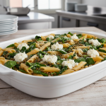 Penne aux épinards, ricotta et lentilles - Recette restauration collective